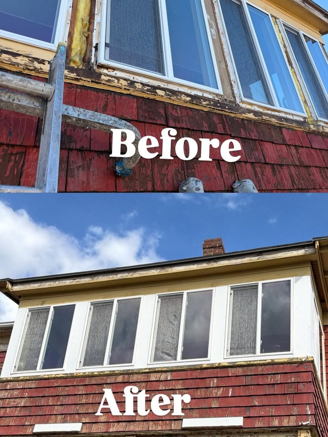 Sunroom windows before and after